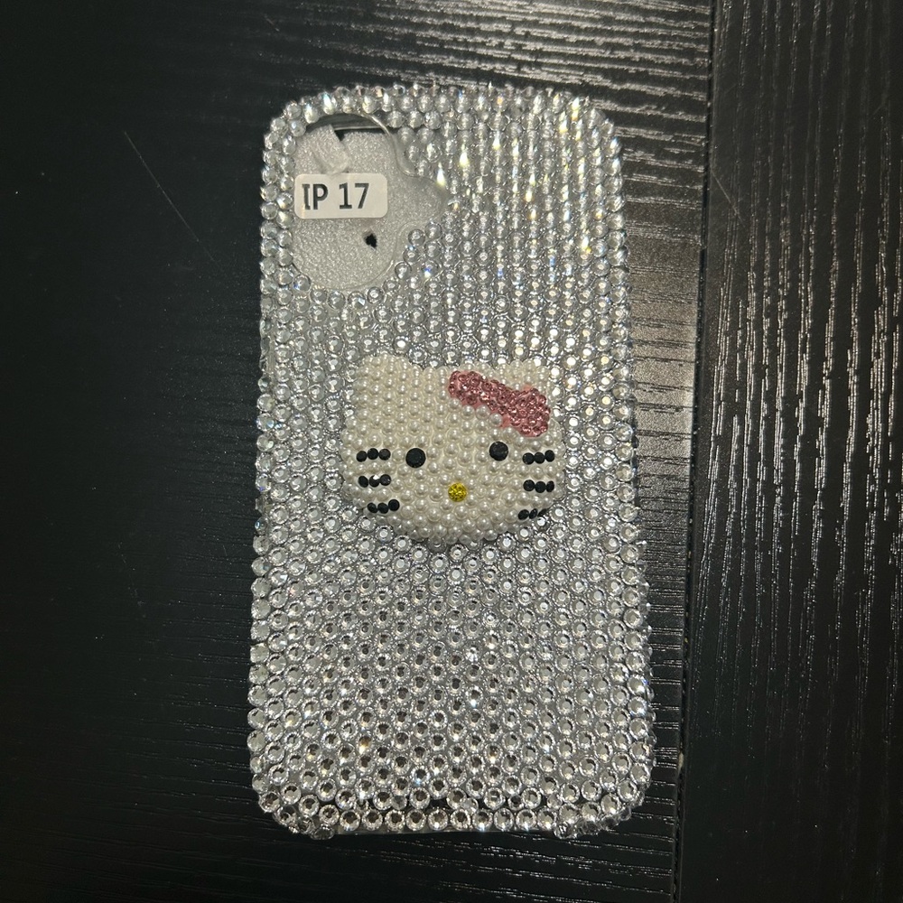 Hello Kitty Inspired Silver Crystal Phone Case for iPhone